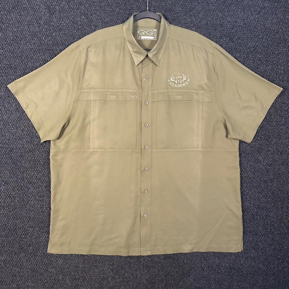 GameGuard Fishing Shirt Mens 3XL Green Short Sleeve Los Cazadores Vented Outdoor